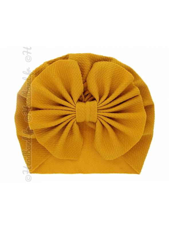 Turban Bonnet Jaune Enfant Noeud