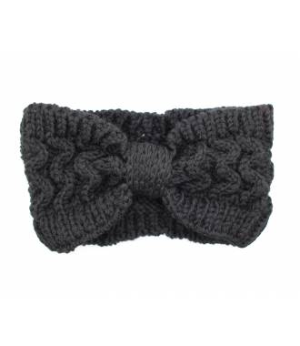 Bandeau hiver maille noeud noir