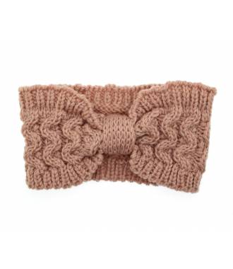 Bandeau hiver maille noeud rose