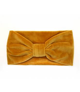 Bandeau velours noeud jaune